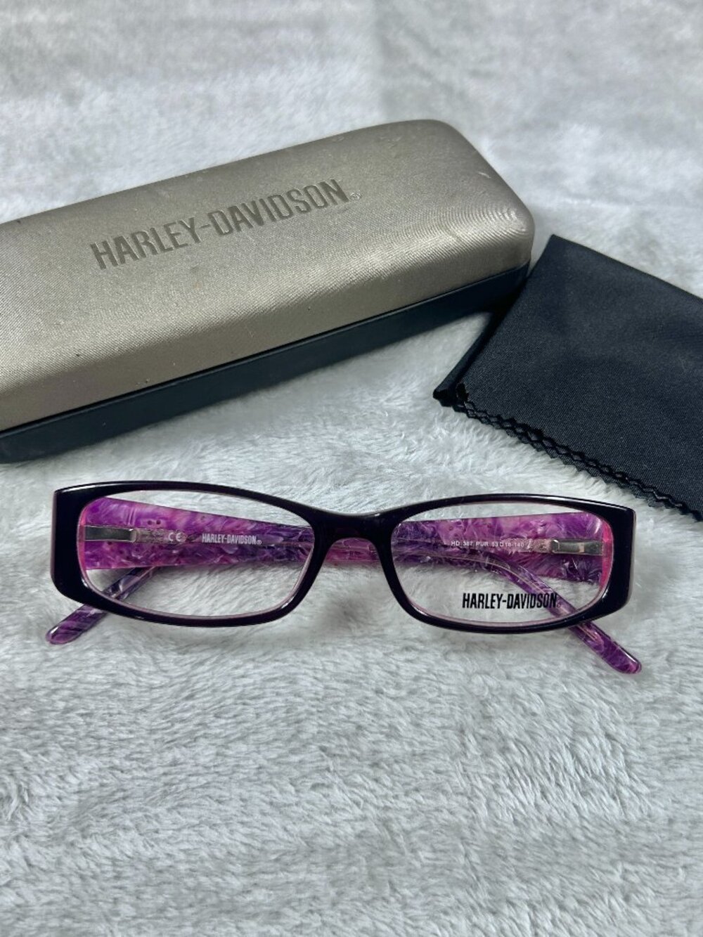 Harley Davidson Eyewear 53-16-140 Purple Violet HD387 Frames Only Hard Shell Cas